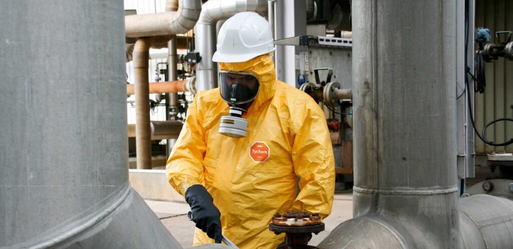 Industrial worker wearing Tychem 2000