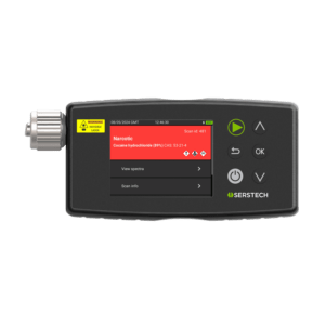 Serstech Arx mkII Raman Spectrometer showing a positive chemical identification