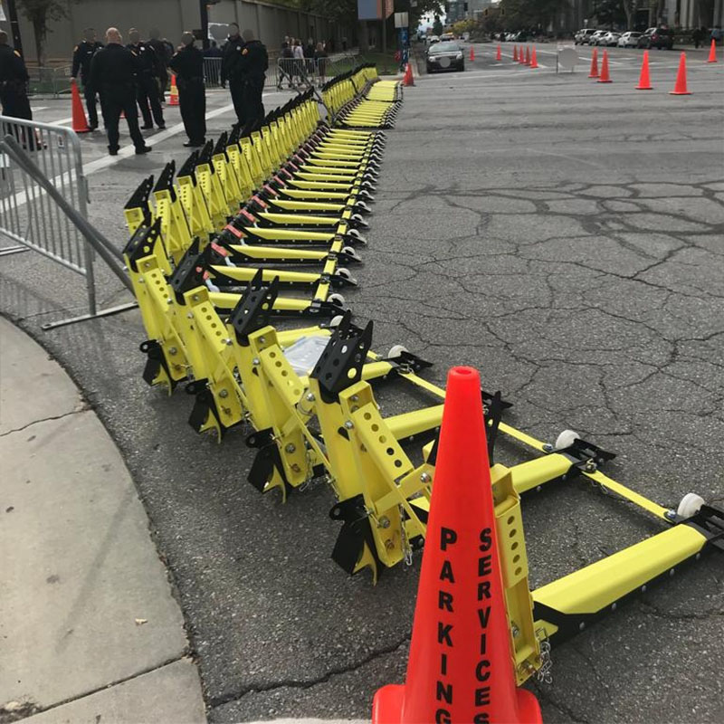 MVB3X Modular Vehicle Barrier deployed in long line