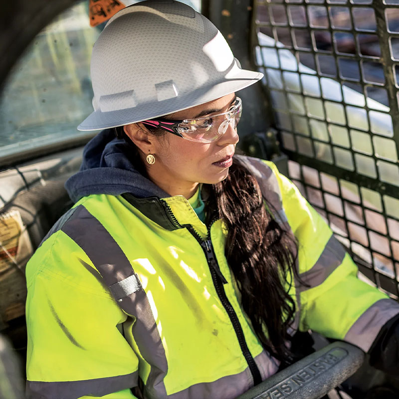 Pyramex Helmet worn by a construction worker