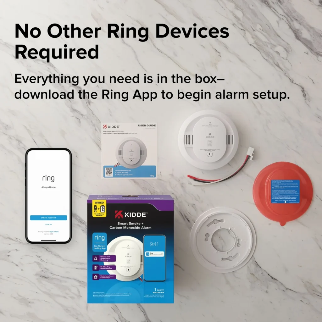 Ring Smart Smoke and CO Detector - no other ring devices required