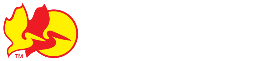 Pelican logo horizontal format with white text