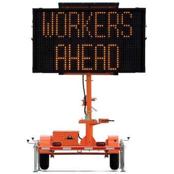 Wanco Matrix Messaging Board that reads Workers Ahead
