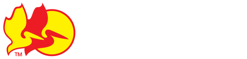 Pelican logo horizontal format with white text