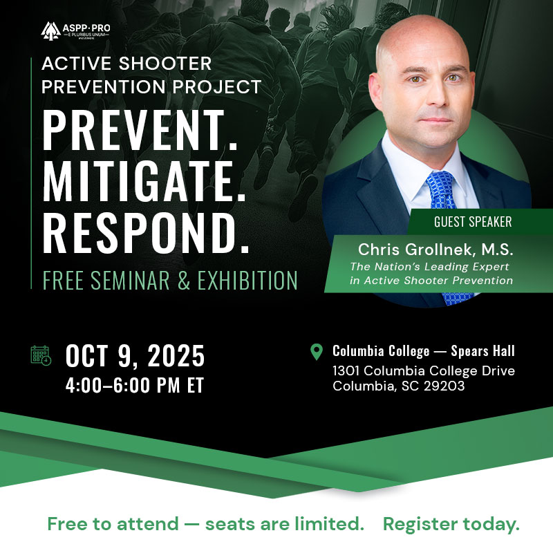 ASPP Active Shooter Prevention Project Seminar - Oct 9, 2025 - Columbia SC