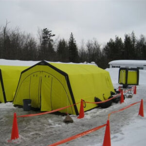 Zumro Shelters set up in snowy field