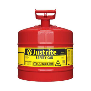 Justrite 5 Gallon Type 1 Steel Safety Can for Flammables front view