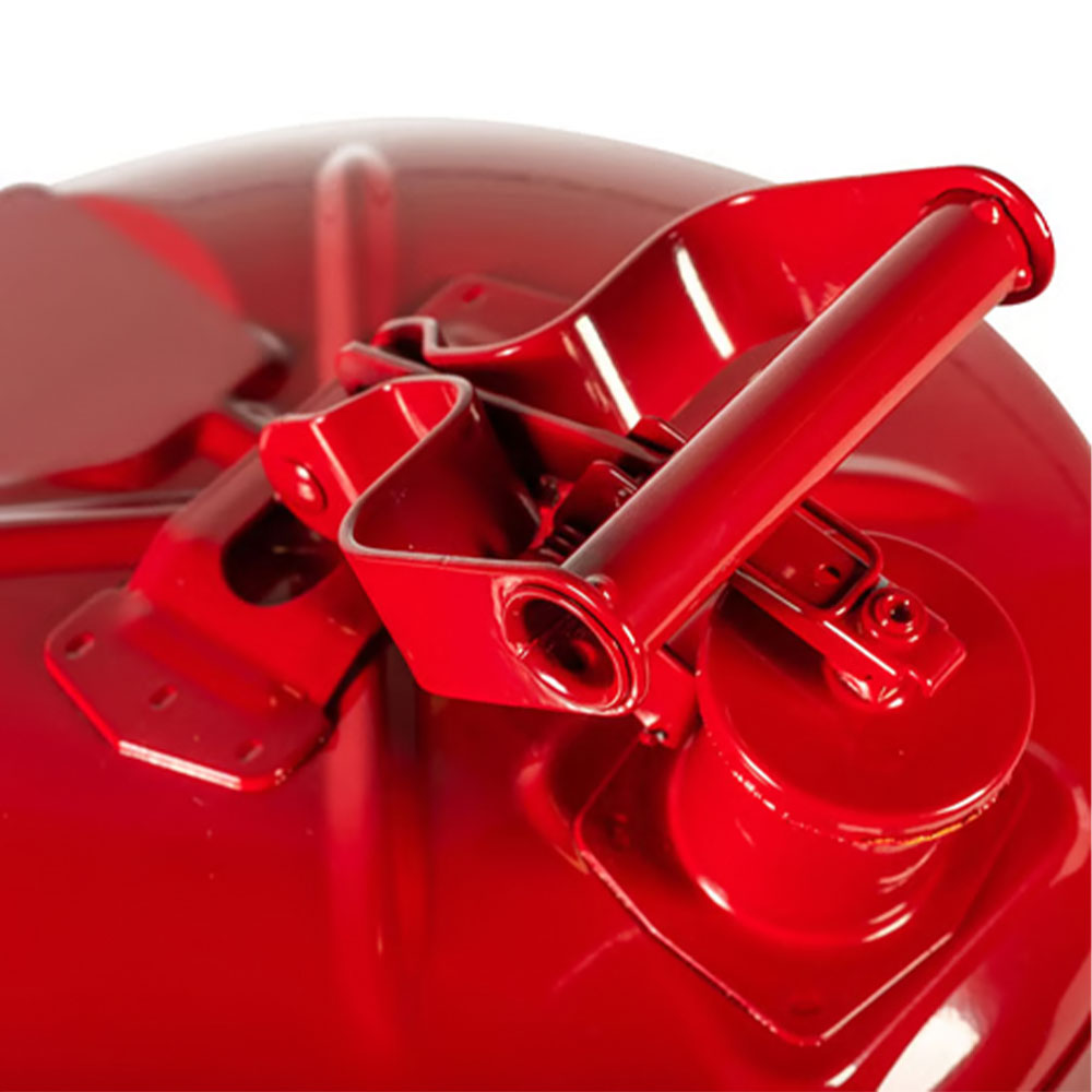 Justrite 5 Gallon Type 1 Steel Safety Can for Flammables handle close up