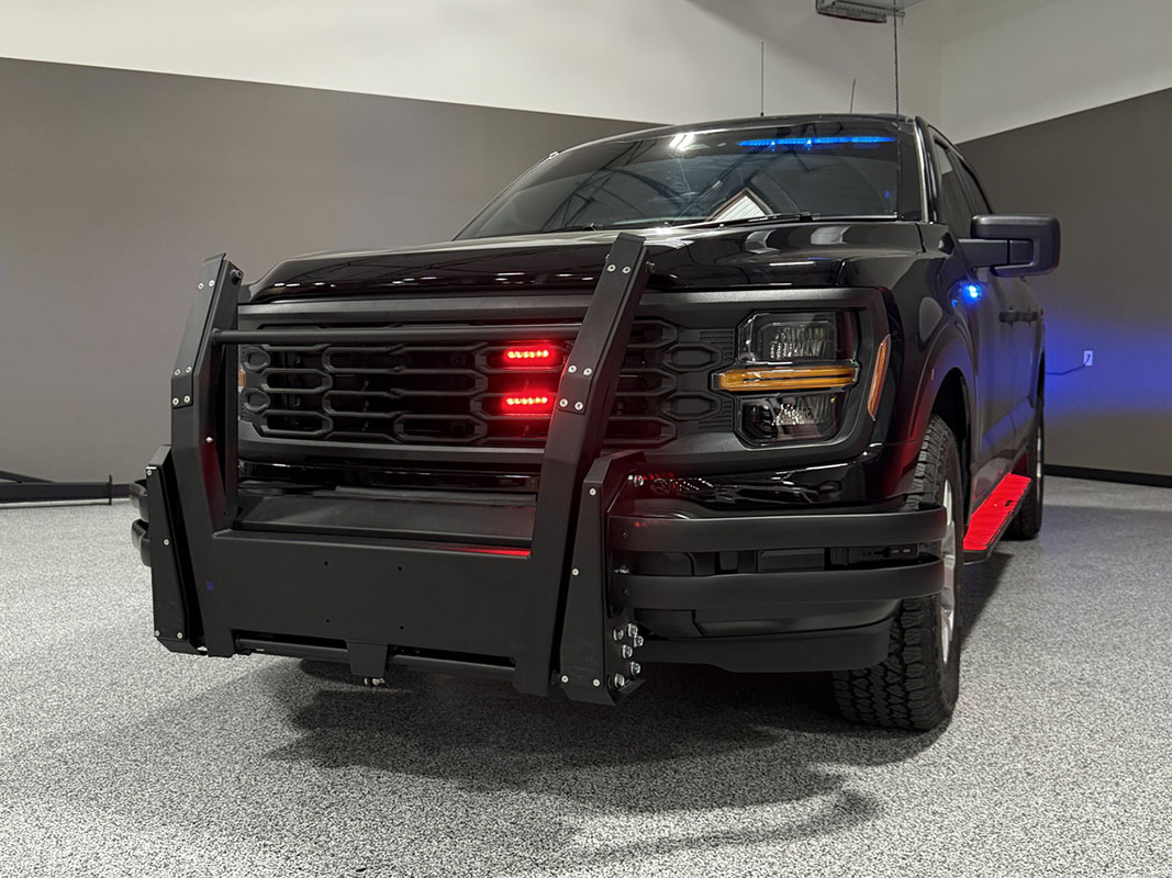 ADS Talon Pursuit Mitigation Device installed on the front of a police SUV