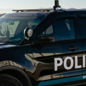 Police vehicle with mounted Counter-UAS system
