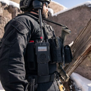 Law Enforcement Operator wearing the Safeware SECURE Wearable DTI Counter-UAS Kit